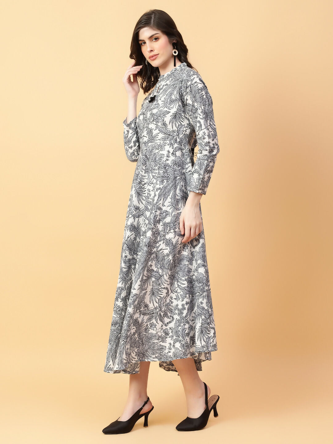 Joban Fashion Grey Cotton Printed & Hand Work Dress | Grocsy