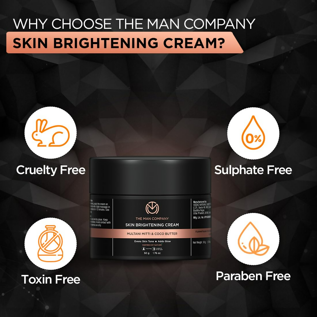 The Man Company Skin Brightening Cream Multani Mitti | Grocsy