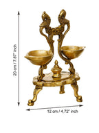eCraftIndia Gold Toned Parrot Design Brass Handcrafted Diya With Stand | Grocsy