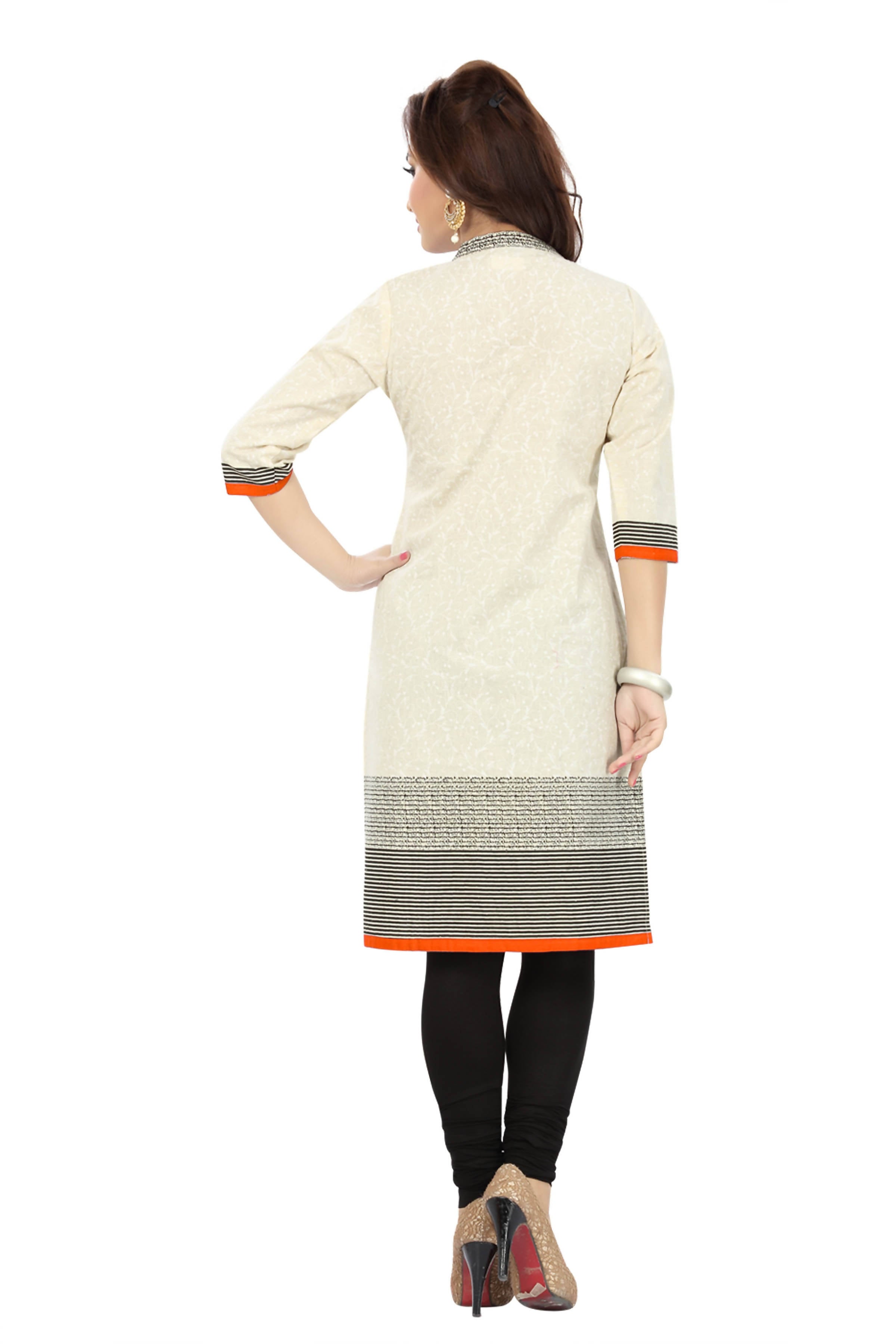 Snehal Creations Contemporary Beauty Off White Cotton Short Tunic For Women | Grocsy