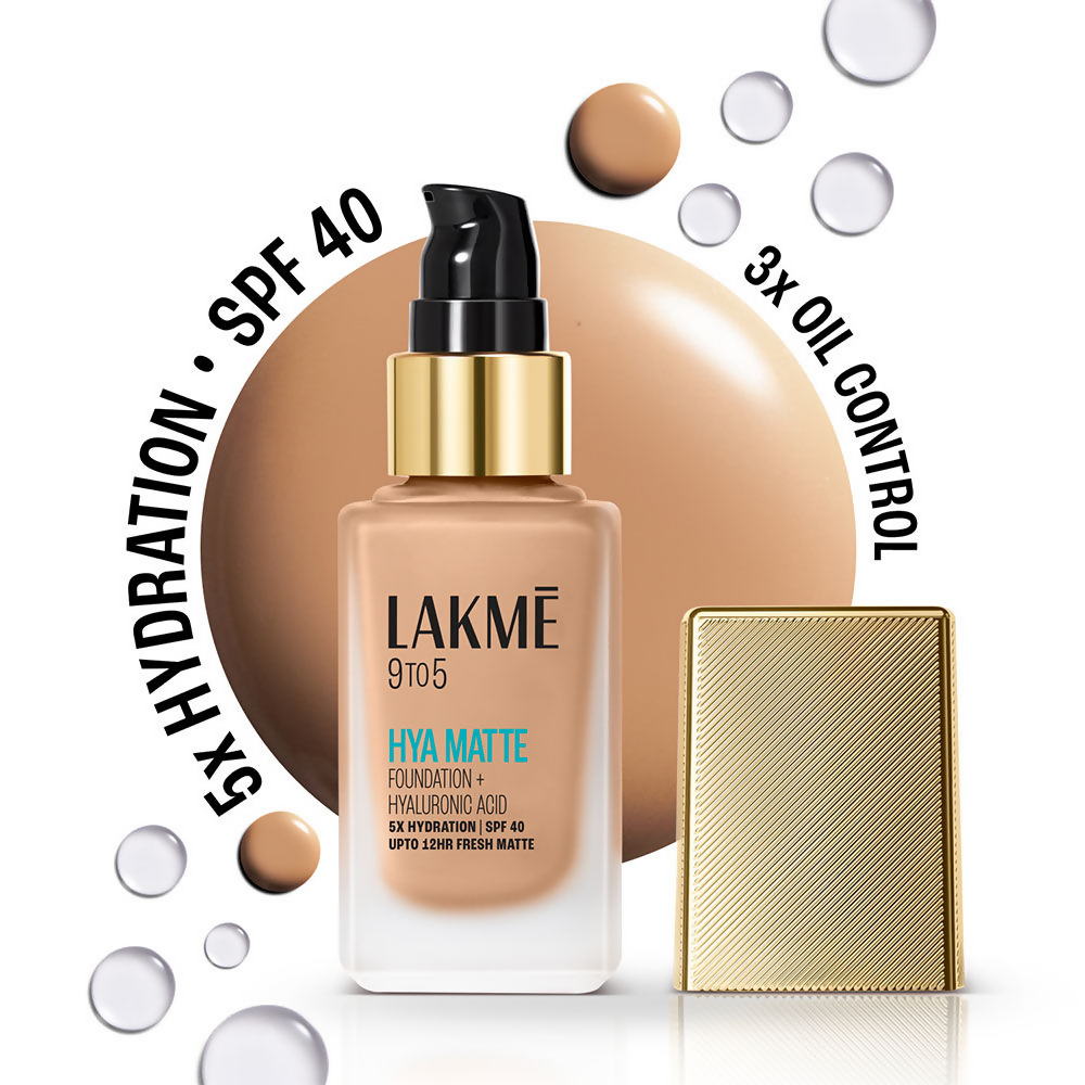 Lakme 9to5 Hya Matte Foundation + Hyaluronic Acid - Warm Beige | Grocsy