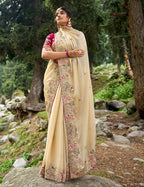Evanik Pure soft zimmy choo silk embroidery Sequence work Saree with UnStitched Blouse | Grocsy