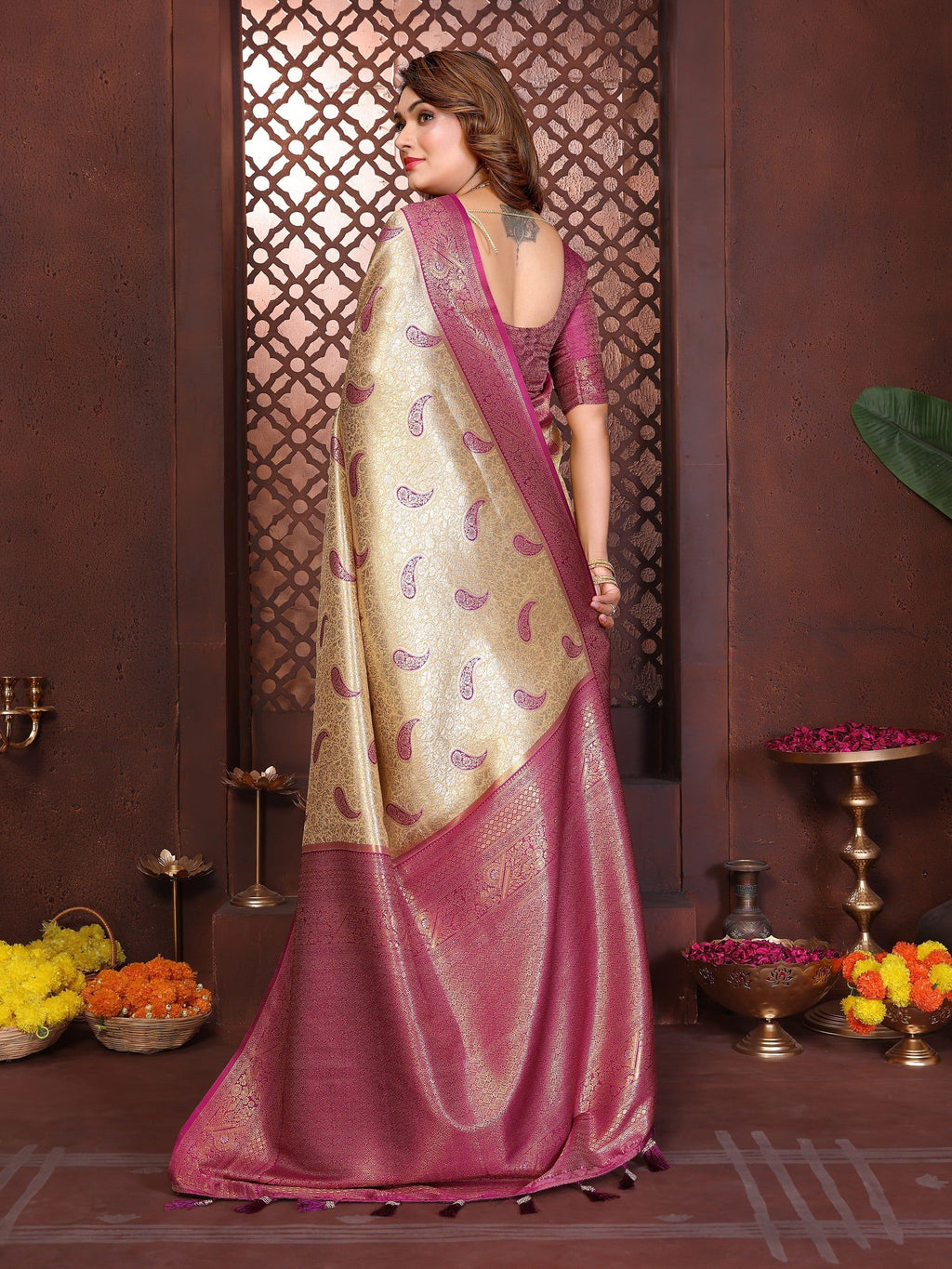 Anaita Banarasi Tissue Silk Saree | Grocsy