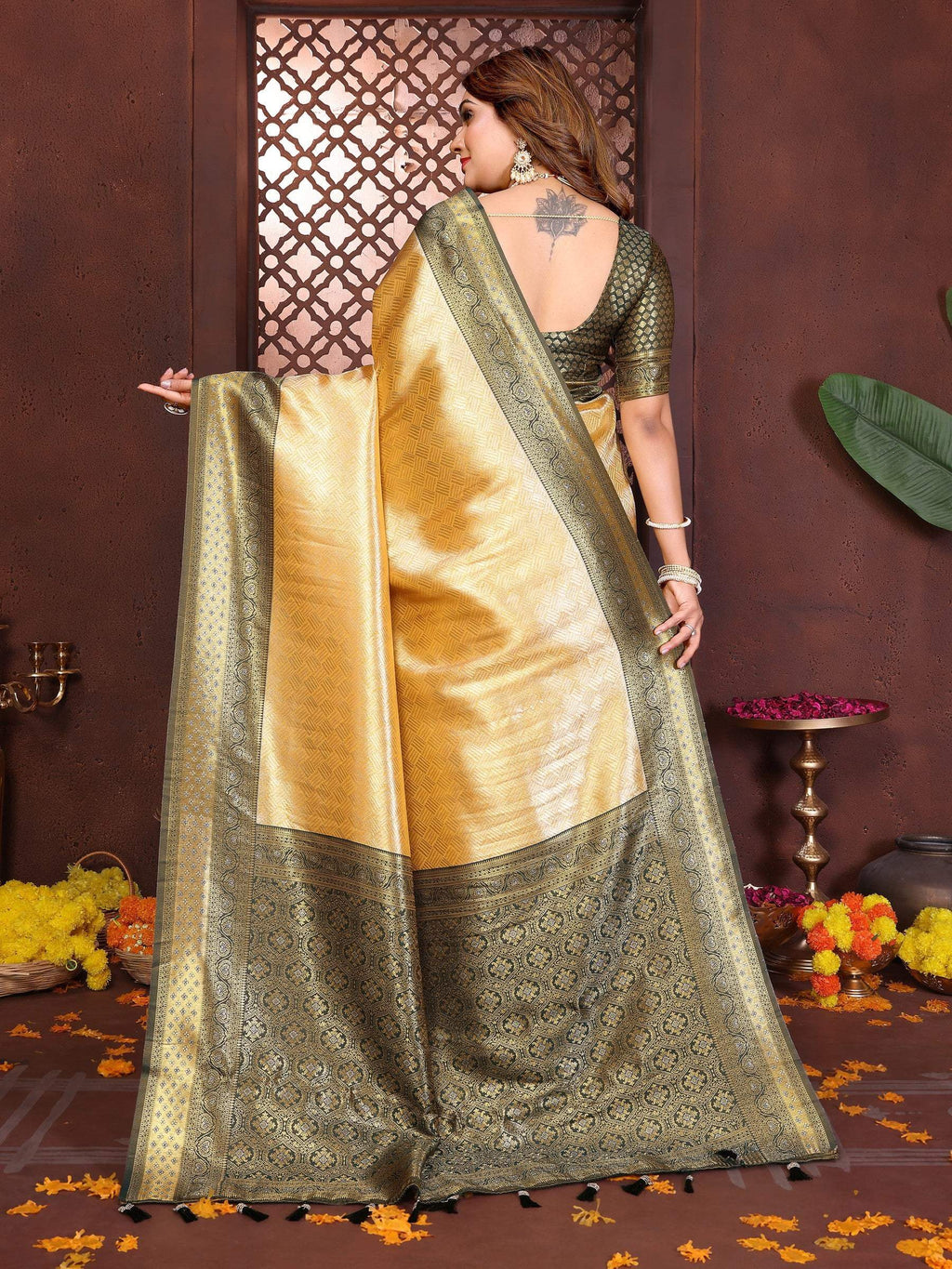 Anaita Banarasi Tissue Silk Saree | Grocsy