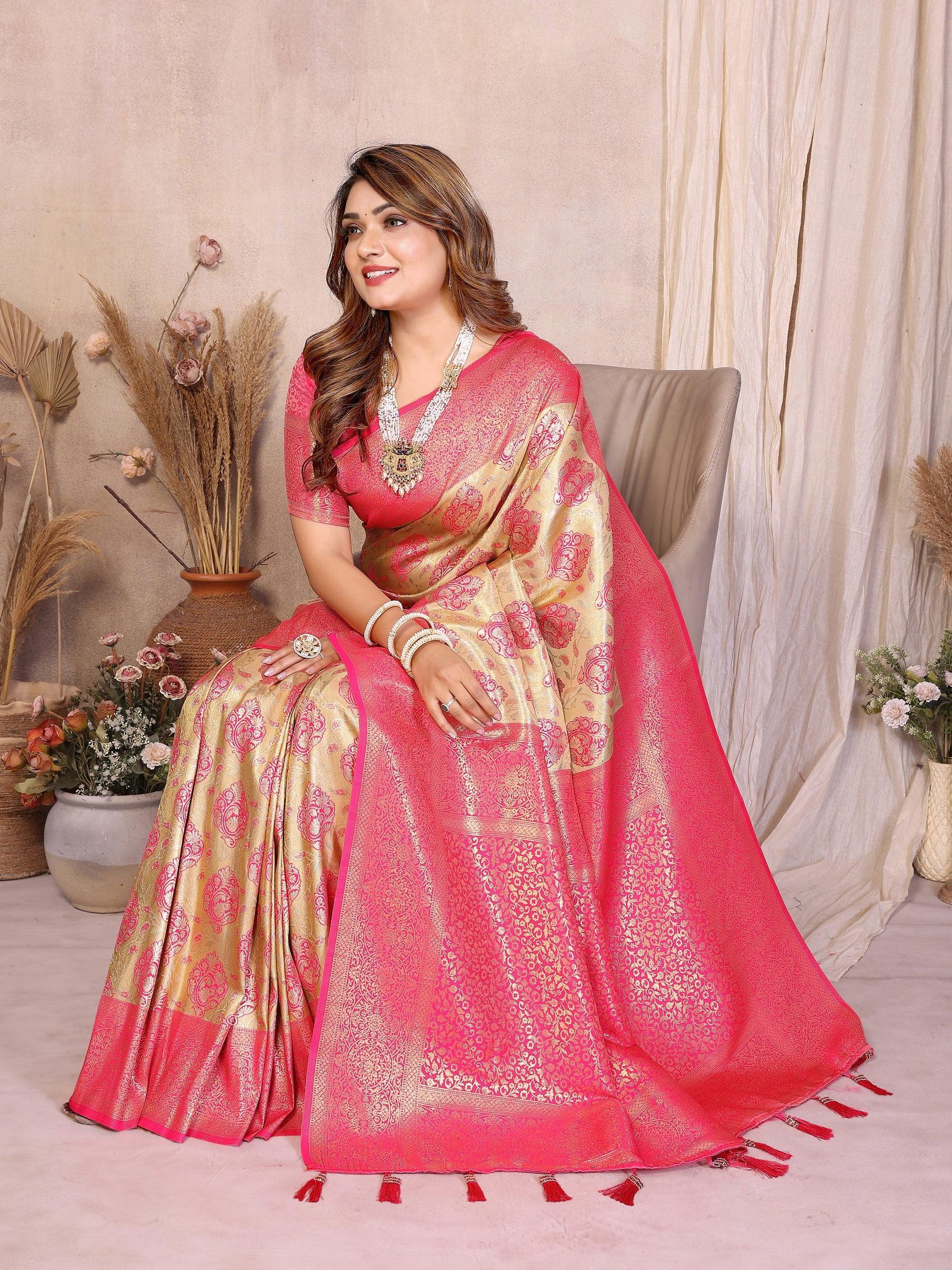Anaita Banarasi Tissue Silk Saree | Grocsy