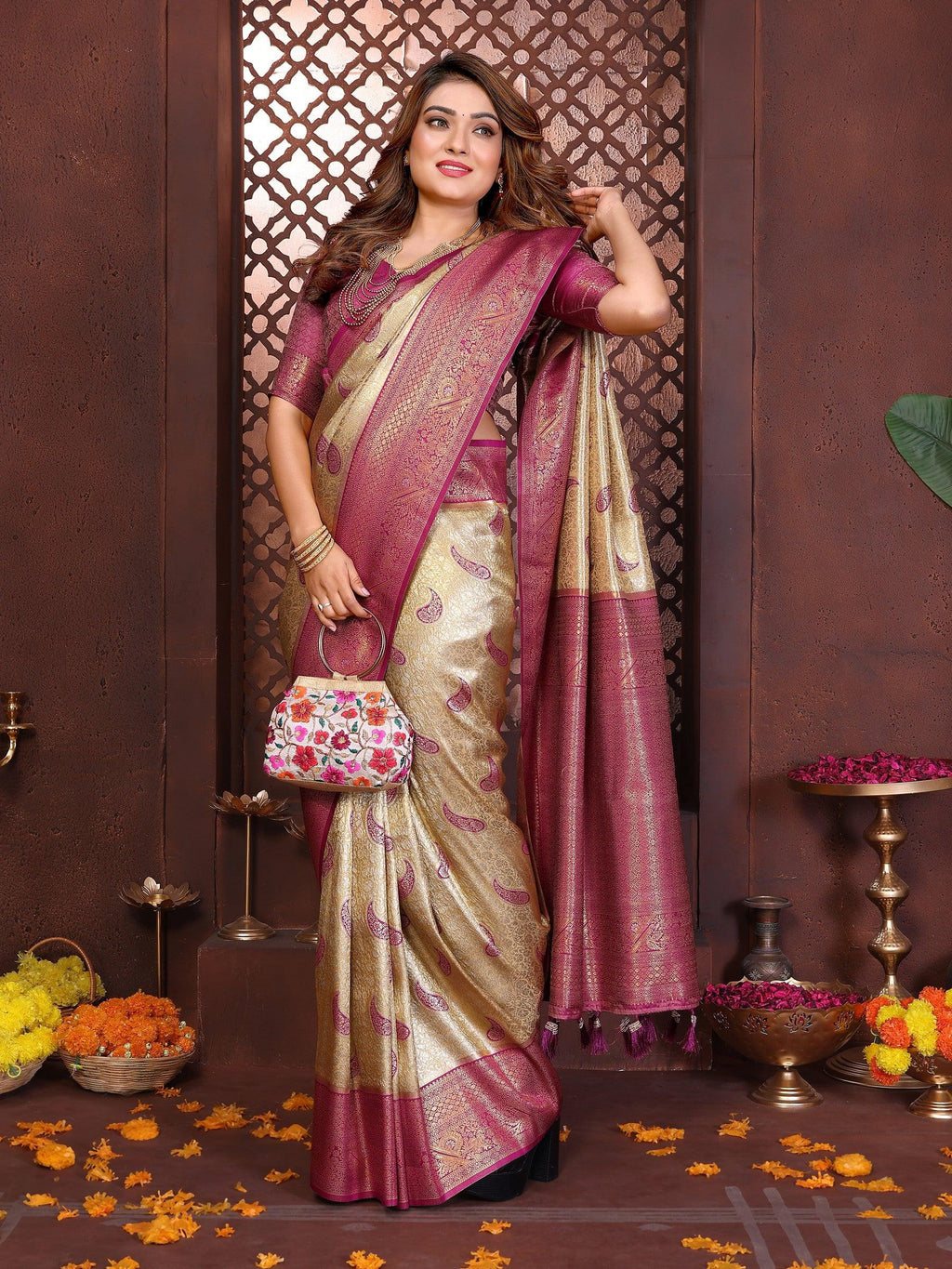 Anaita Banarasi Tissue Silk Saree | Grocsy