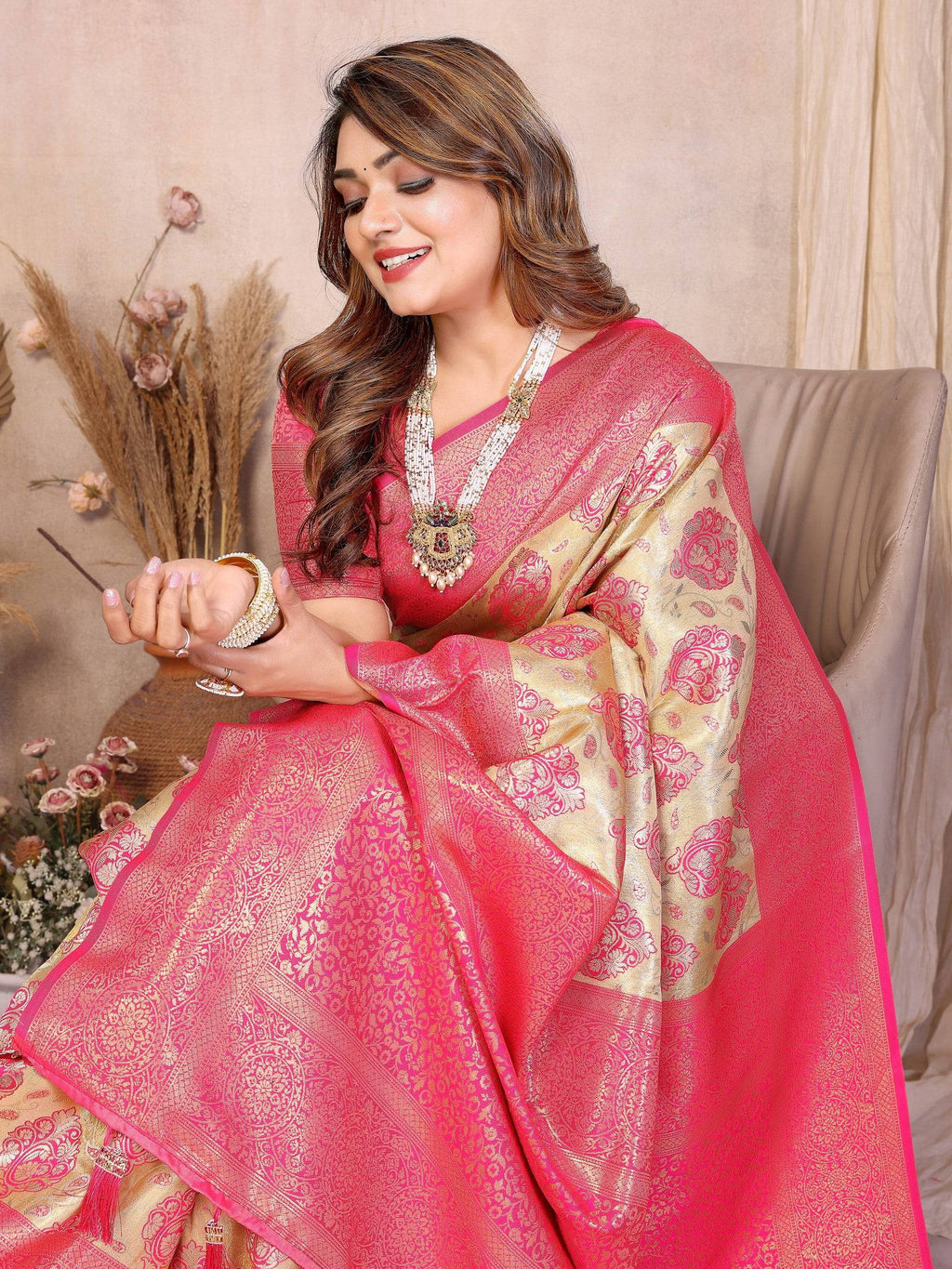 Anaita Banarasi Tissue Silk Saree | Grocsy