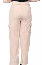 PAVONINE Cream Color Cotrise Fabric With 4 pockets Cargo/Trousers For Girls & Women | Grocsy