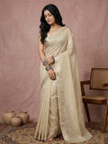 Anaita Cream Cotton Saree With Blouse | Grocsy