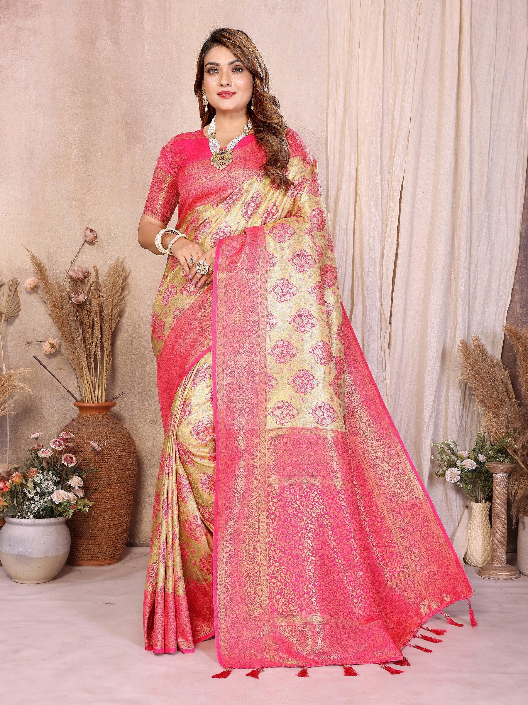 Anaita Banarasi Tissue Silk Saree | Grocsy