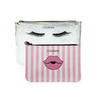 Colorbar Pouch Lips & Lashes Flat Pouches (Set Of Two) - White+Blush Pink | Grocsy