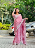 Teeya Creation New Womens Trendy Stylish Embroidered Work Saree-Beige | Grocsy