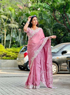 Teeya Creation New Womens Trendy Stylish Embroidered Work Saree-Beige | Grocsy