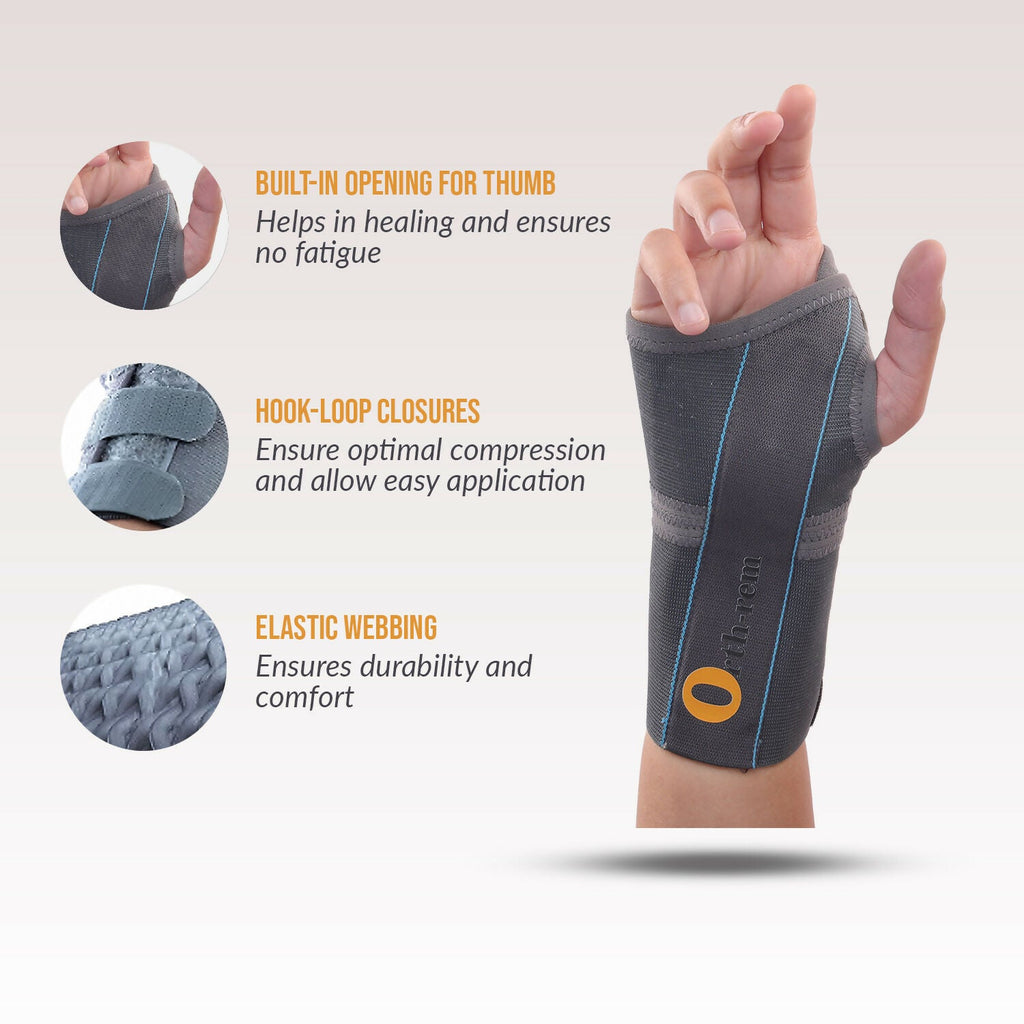 Orth-rem Elastic Wrist Support Brace For Right Hand with Removable Aluminum Splint | Grocsy