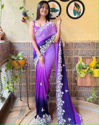 Vamika Embroidery Purple Georgette Bollywood Saree | Grocsy