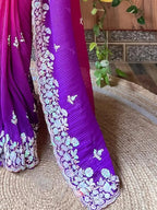 Vamika Embroidery Purple Georgette Bollywood Saree | Grocsy