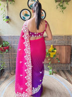 Vamika Embroidery Purple Georgette Bollywood Saree | Grocsy