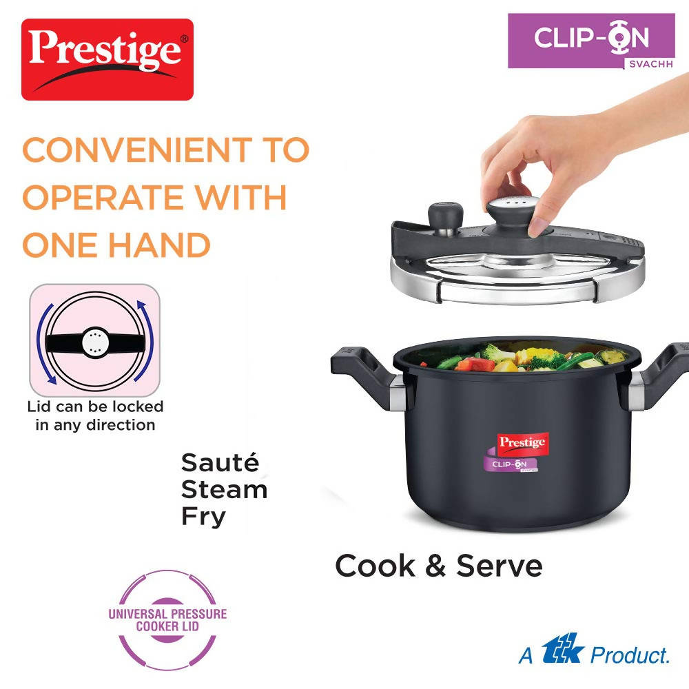 Prestige Svachh Clip-on Hard Anodised Pressure cooker | Grocsy