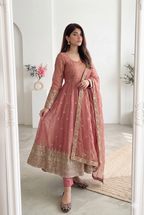 Teeya Creation New Latest Trendy Elegant Peach Festive Anarkali Suit for Women | Grocsy