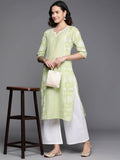 Ahalyaa Women's Traditional Wea Kurta Set - Pista Green | Grocsy