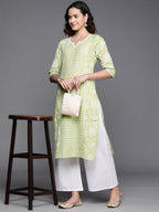 Ahalyaa Women's Traditional Wea Kurta Set - Pista Green | Grocsy
