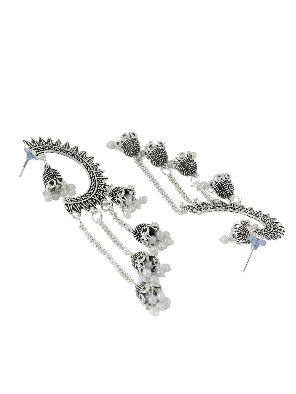 NVR Women Rhodium-Plated Kundan Stone-Studded Beaded Jewellery Set | Grocsy