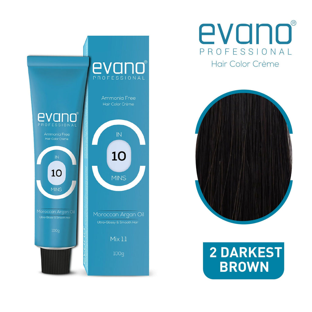 Evano Professional Creme Hair Colour Darkest Brown for Women & Men | Grocsy