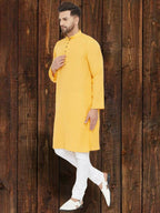 Even Apparels Pure Cotton Yellow Kurta - Yellow | Grocsy