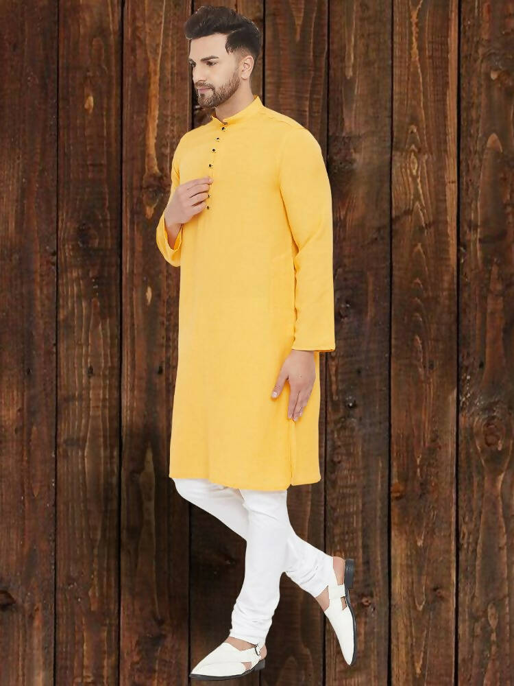 Even Apparels Pure Cotton Yellow Kurta - Yellow | Grocsy