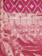 Kalamandir Checked Pink Silk Blend Saree | Grocsy