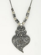 NVR Women's Silver-Toned German Silver Oxidised Pendant with Chain | Grocsy