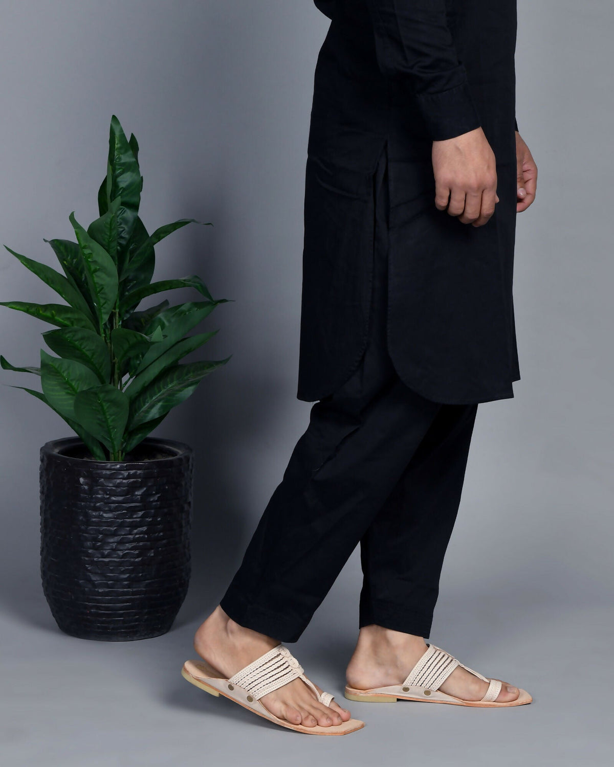 Stepsoft Men'S Natural Square Toe Kolhapuri Chappal | Original Handcrafted Leather Ethnic Slippers | Grocsy