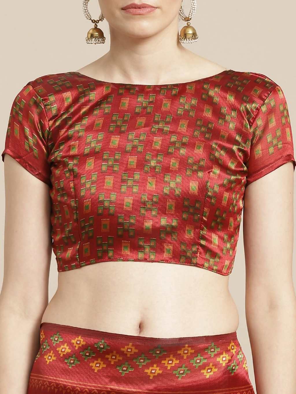 Saree Mall Rust Red & Mustard Yellow Printed Saree | Grocsy