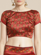 Saree Mall Rust Red & Mustard Yellow Printed Saree | Grocsy