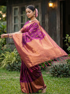 Shree Shyam Fashion Purple Silk Blend Saree | Grocsy