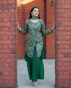 Joban Fashion Green Silk Embroidered Sharara Set | Grocsy