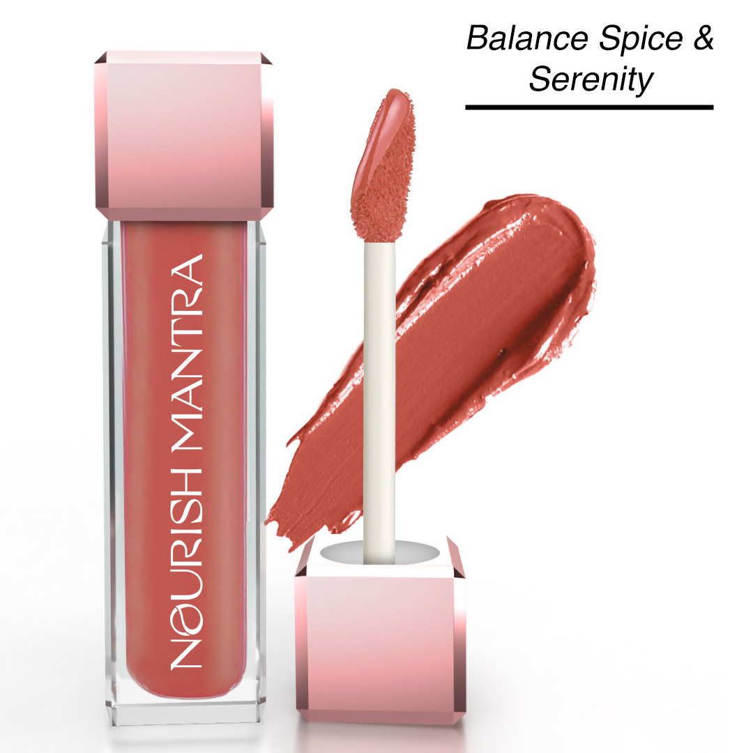 Nourish Mantra Liquid Lipstick Creamy Matte with SPF / Water Proof, Smudge Proof Shade- Spice And Shanti- | Grocsy