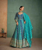 Vastranavya Blue Embroidered Sequence Work With swarovski Diamond Anarkali Salwar Suit Set | Grocsy
