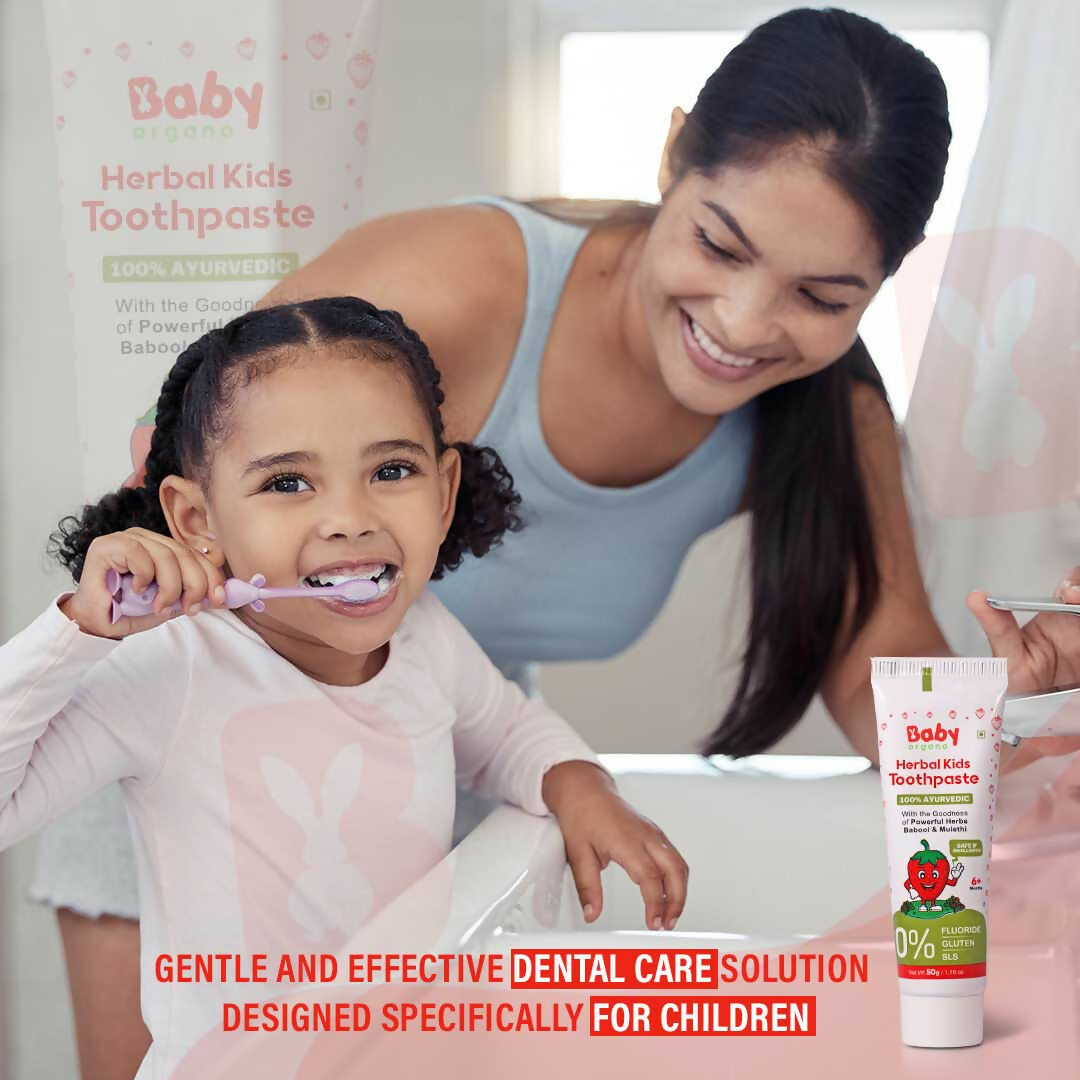 Babyorgano 100% Ayurvedic Herbal Kids Toothpaste - Strawberry Flavor | Grocsy