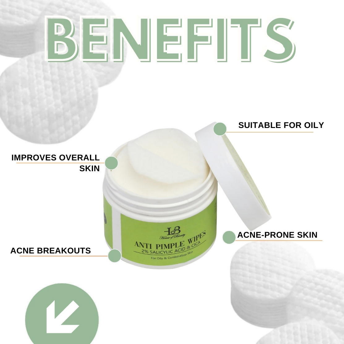 House of Beauty Anti Pimple Wipes | Grocsy
