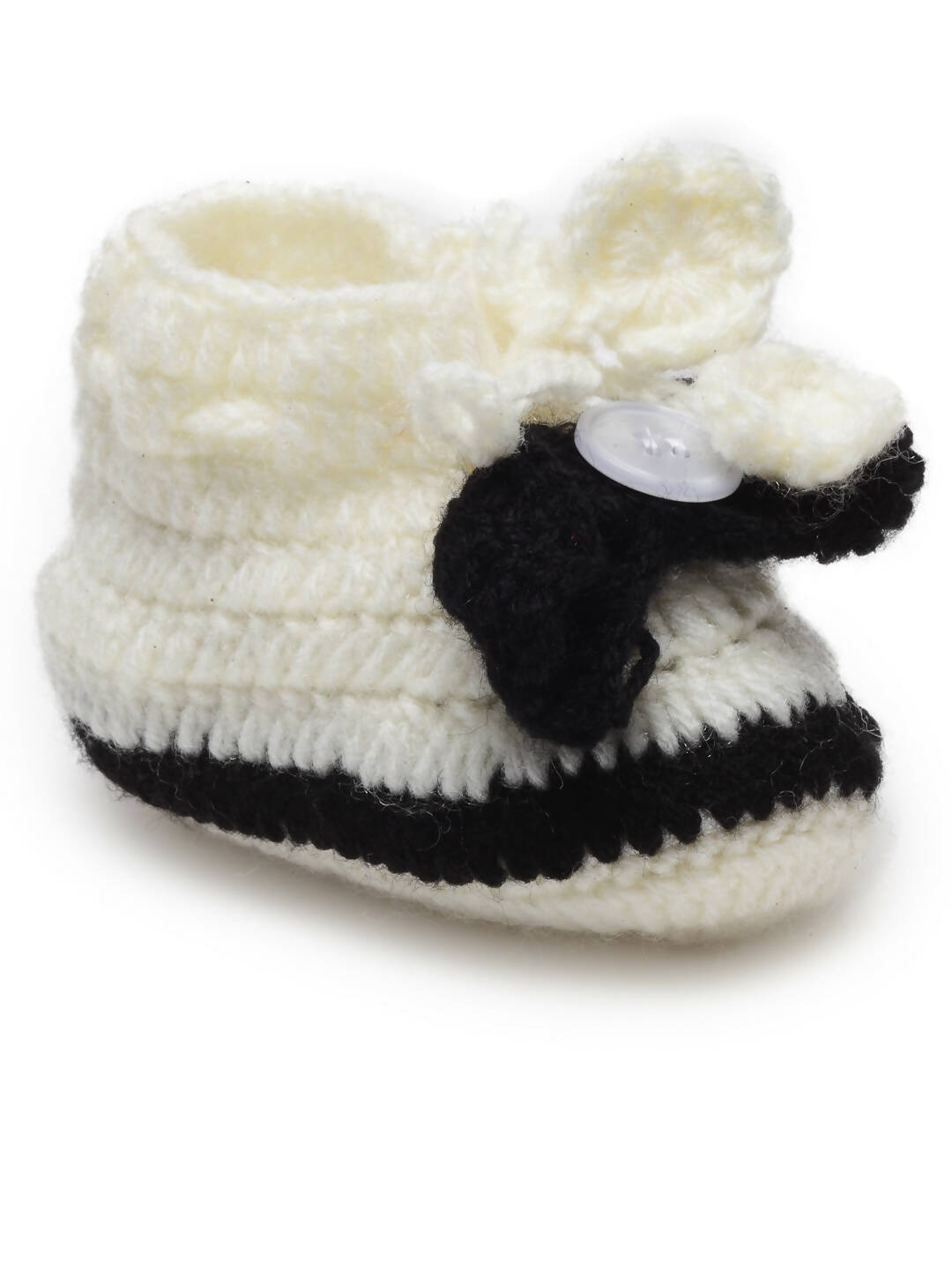 Chutput Kids Woollen Hand Knitted Self Desgin Booties - Cream | Grocsy