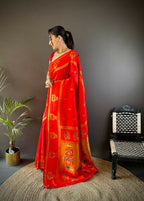 Joban Fashion Red Meenakari Weaving Paithani Sarees | Grocsy