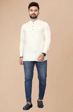 Mens Off White Viscose Foil Print Kurta - Mahotsav | Grocsy