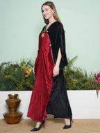 Joban Fashion Black And Maroon Hand Embellished Gown | Grocsy