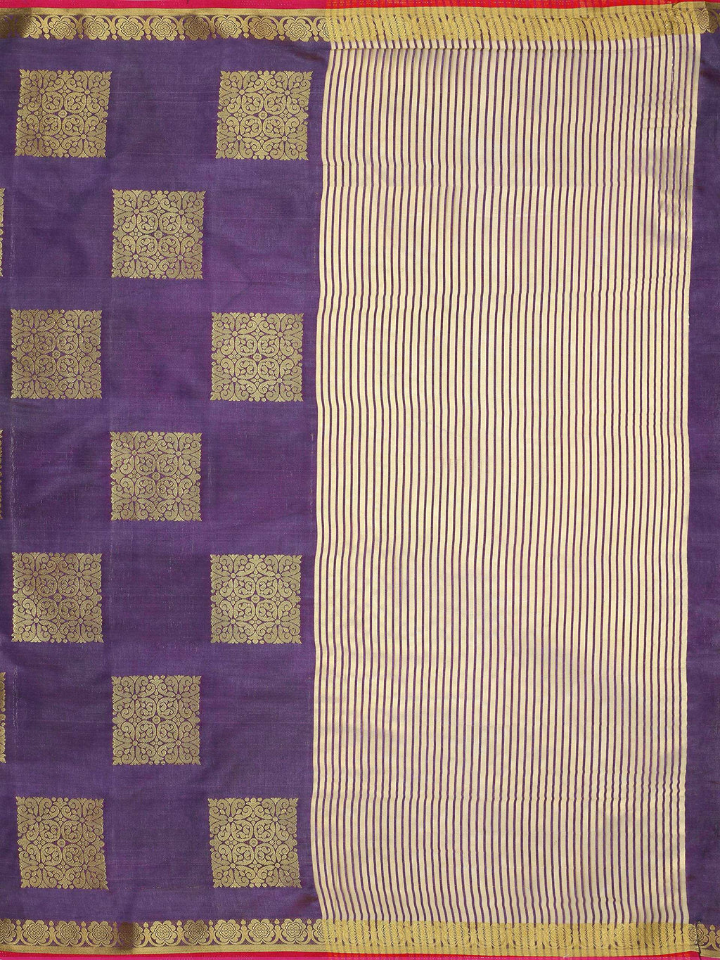 Mimosa Women's Kanchipuram Tussar Silk Purple Saree | Grocsy