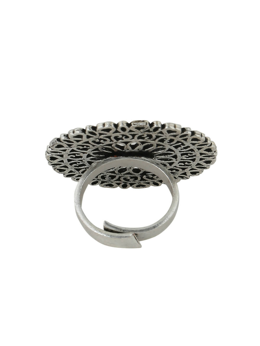 NVR Women Oxidised Silver-Plated Adjustable Finger Ring | Grocsy