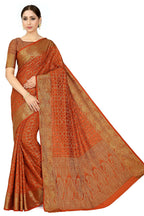 Mimosa Women's Rust Orange Patola Art Silk Saree | Grocsy