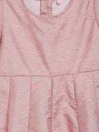 Ahalyaa Pink Poly Silk Gold Print Girl's Kids Dress For Girls | Grocsy