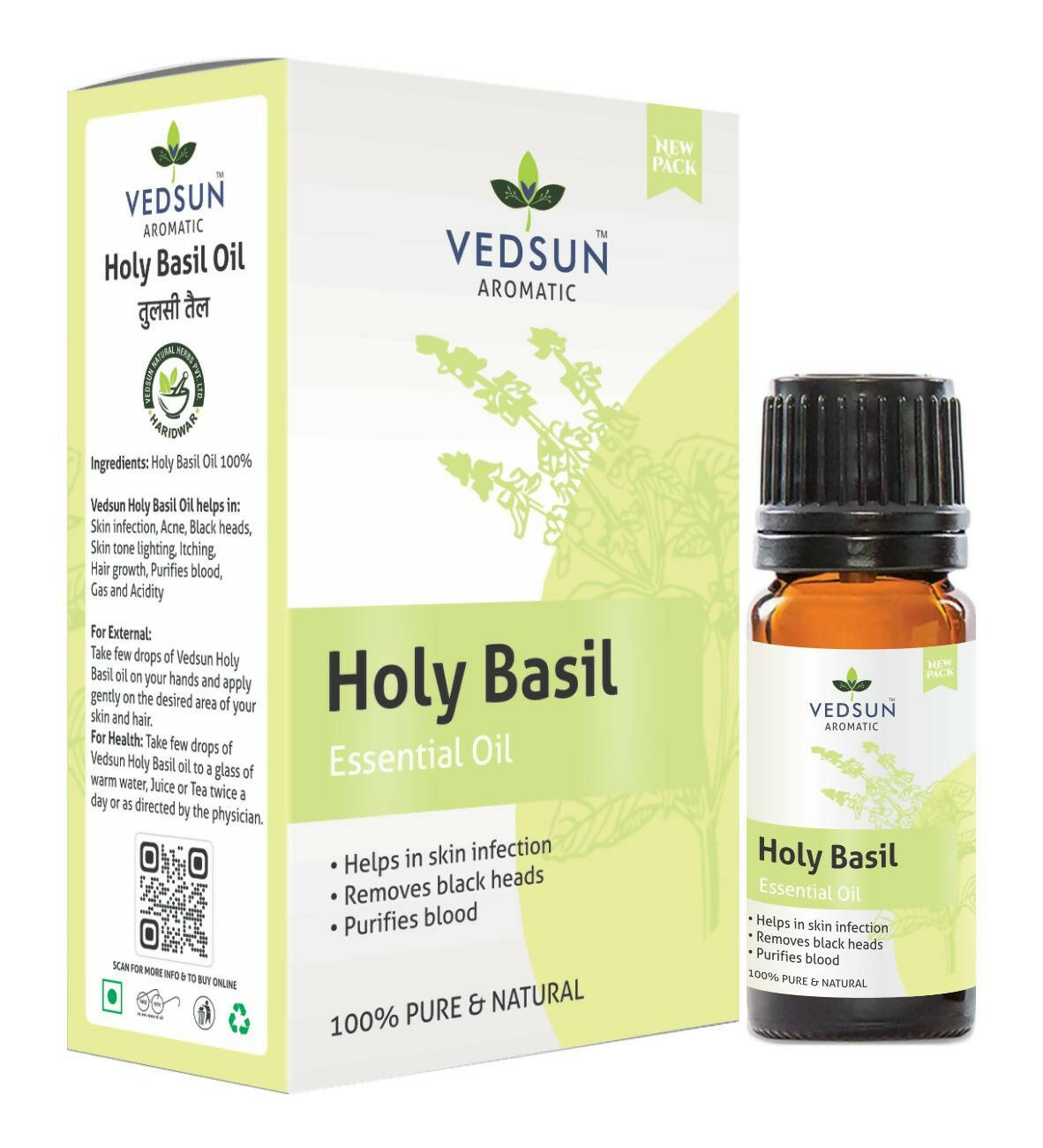 Vedsun Naturals Tulsi/Holy Basil Oil Pure & Organic for Skin | Grocsy