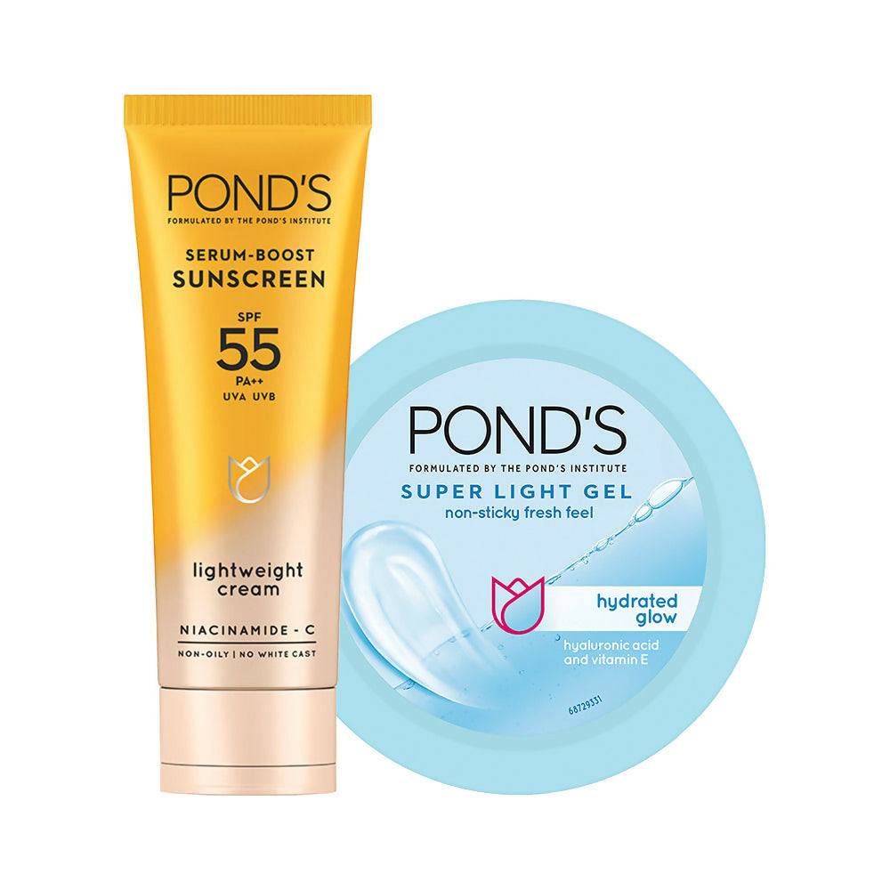 Ponds Super Light Gel Oil Free Moisturizer + Ponds Sunscreen Combo | Grocsy